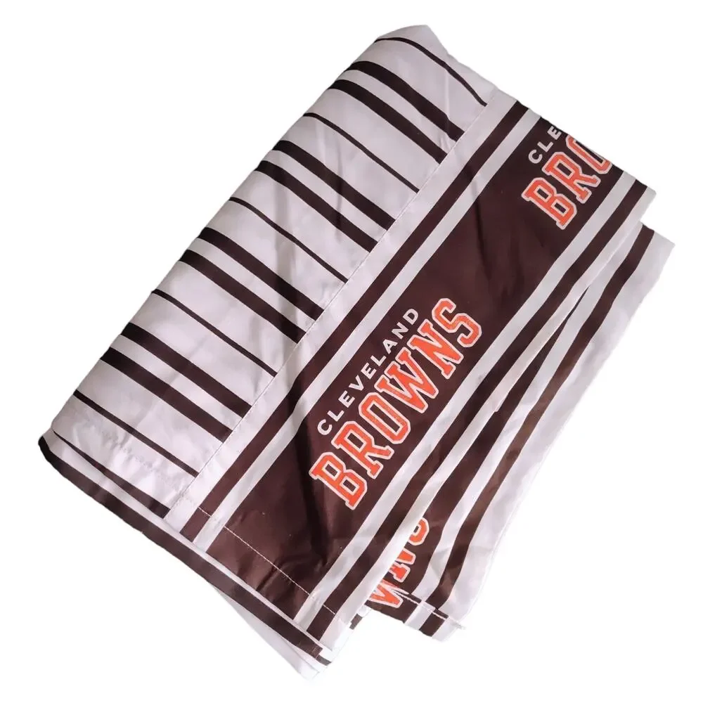 Vintage Dan River Cleveland Browns Twin Flat Sheet NFL Brown White Percale